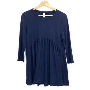 Paisley Grace Navy Blue Lightweight Thermal 3/4 Sleeve Casual Top Size Small NWT